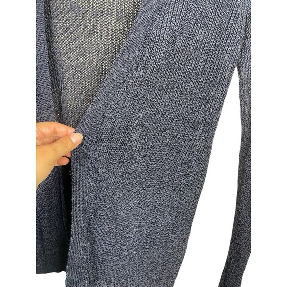 Ines de la Fressange Uniqlo Cardigan Open Knit Linen Sweater Navy Blue Womens‎ S - Picture 4 of 10